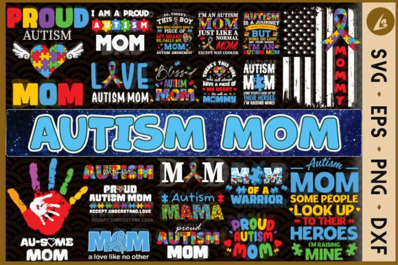 Autism Mom Bundle SVG 20 Designs Graphics